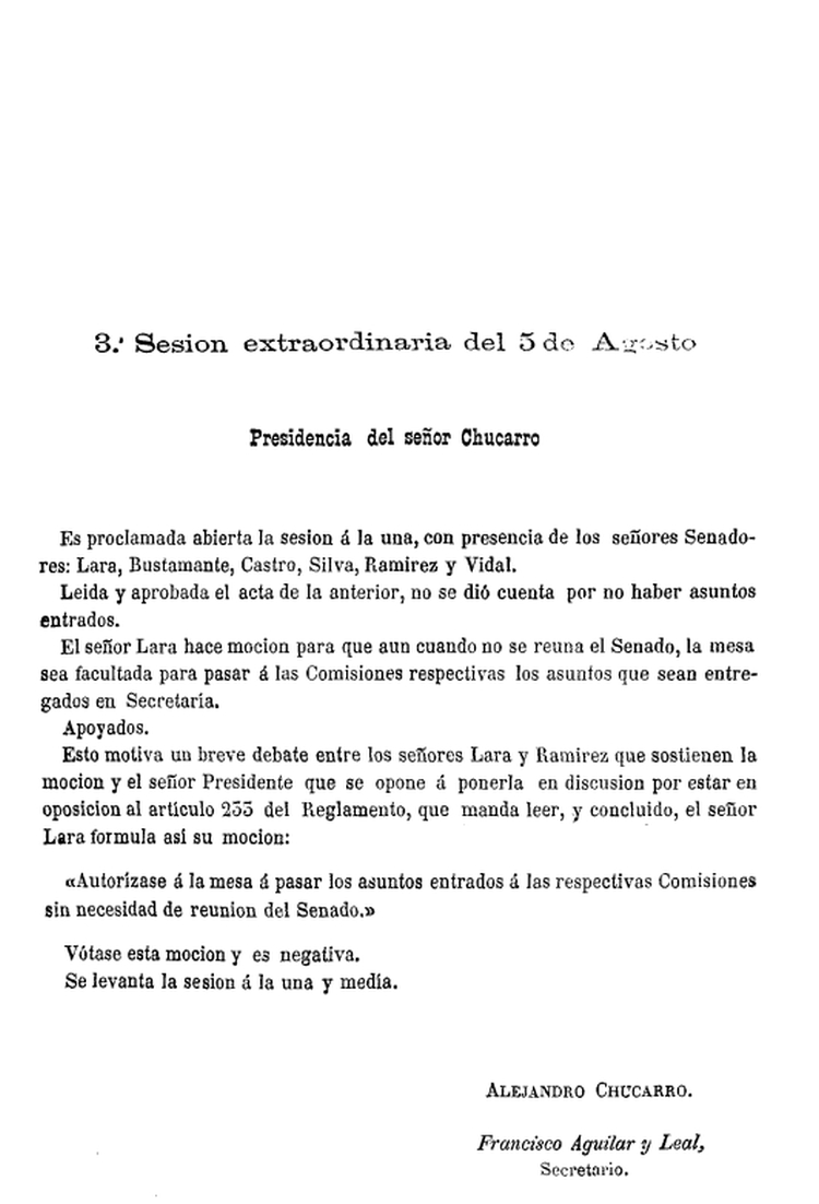 DIARIO DE SESIONES DE LA CAMARA DE SENADORES del 05/08/1869